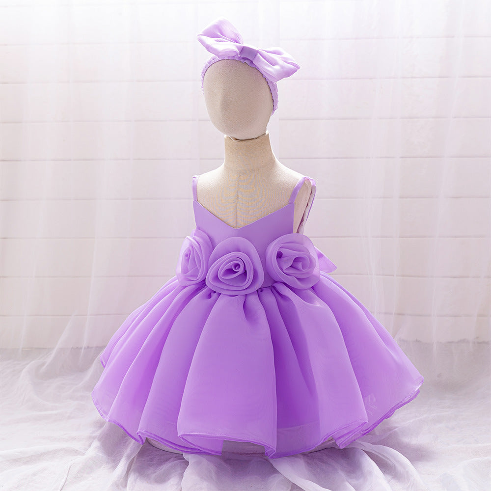 Cute Off-Shoulder Puffy Mesh Baby Ball Gown Dress for Special Occasions