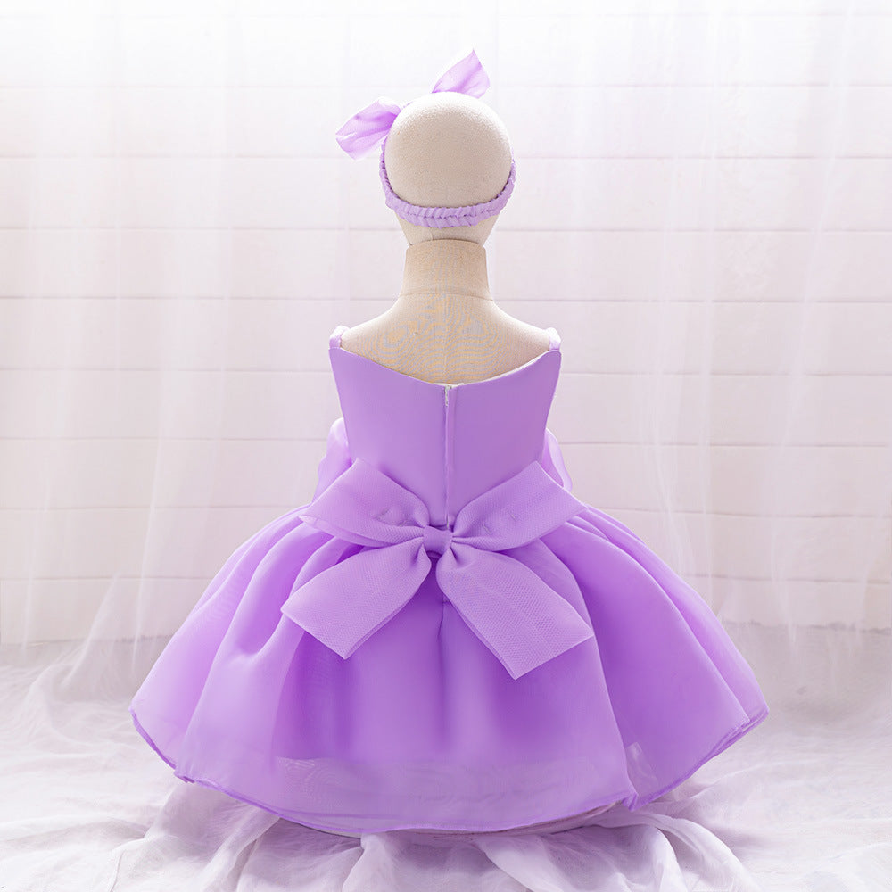 Cute Off-Shoulder Puffy Mesh Baby Ball Gown Dress for Special Occasions