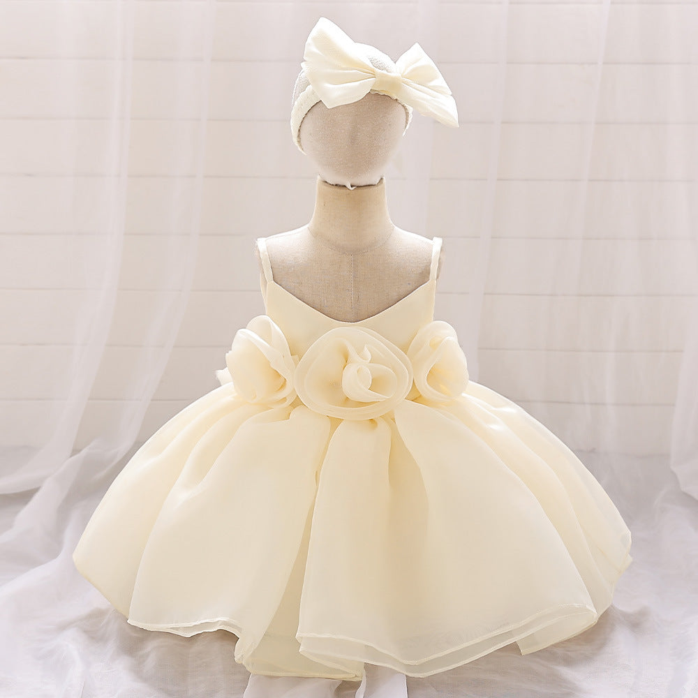 Cute Off-Shoulder Puffy Mesh Baby Ball Gown Dress for Special Occasions