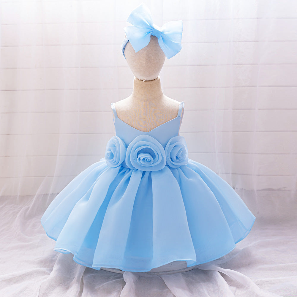 Cute Off-Shoulder Puffy Mesh Baby Ball Gown Dress for Special Occasions