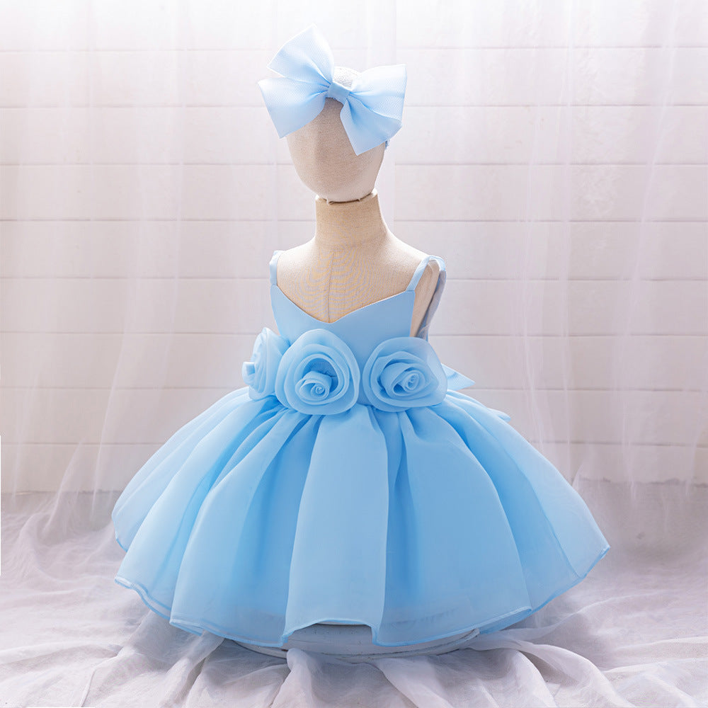 Cute Off-Shoulder Puffy Mesh Baby Ball Gown Dress for Special Occasions
