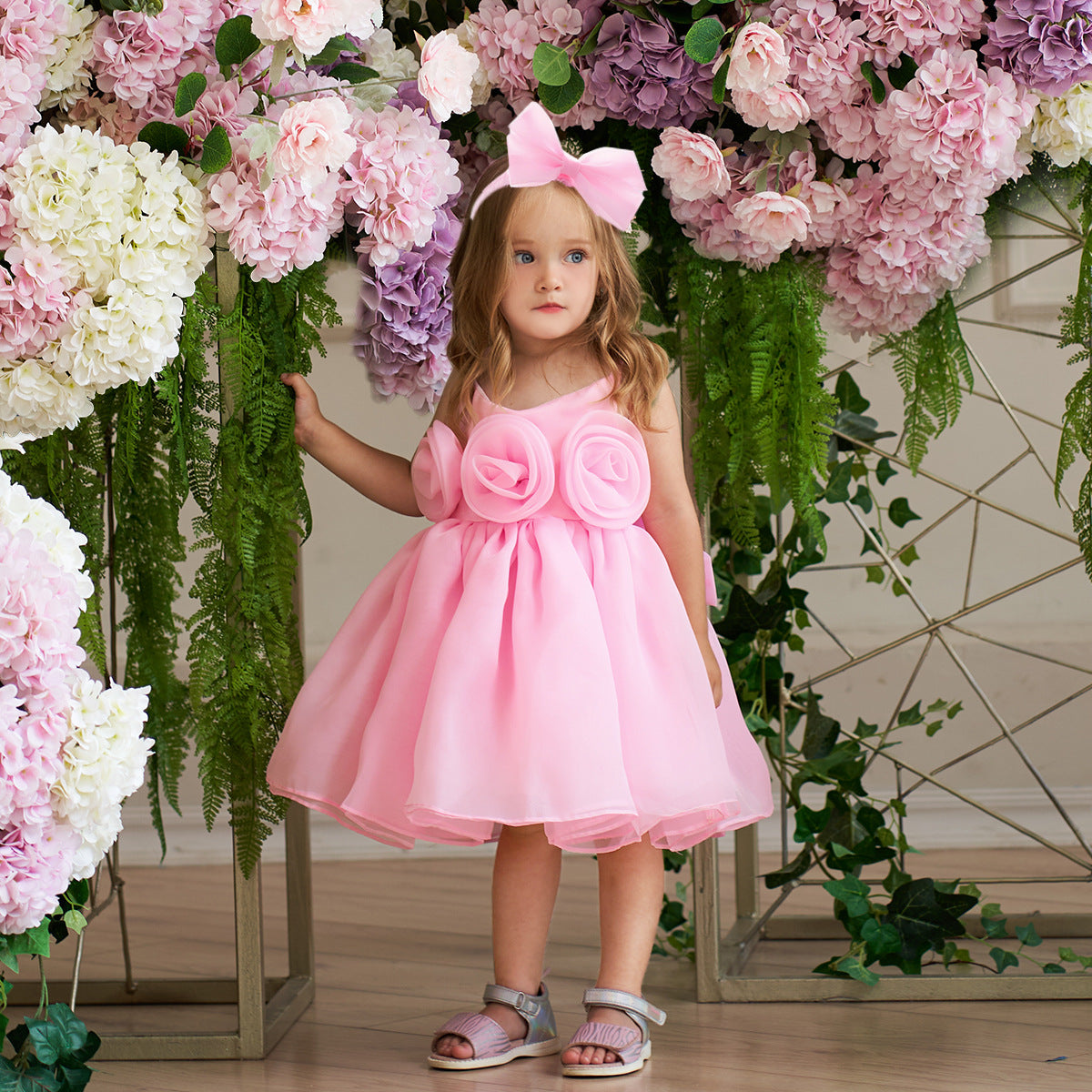 Cute Off-Shoulder Puffy Mesh Baby Ball Gown Dress for Special Occasions