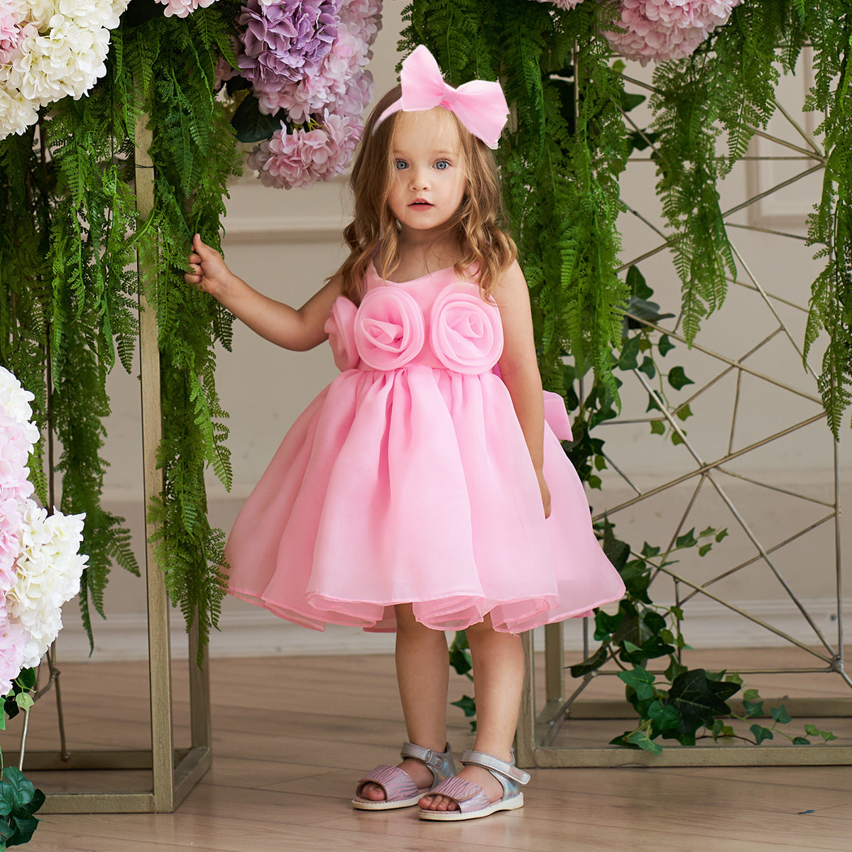 Cute Off-Shoulder Puffy Mesh Baby Ball Gown Dress for Special Occasions