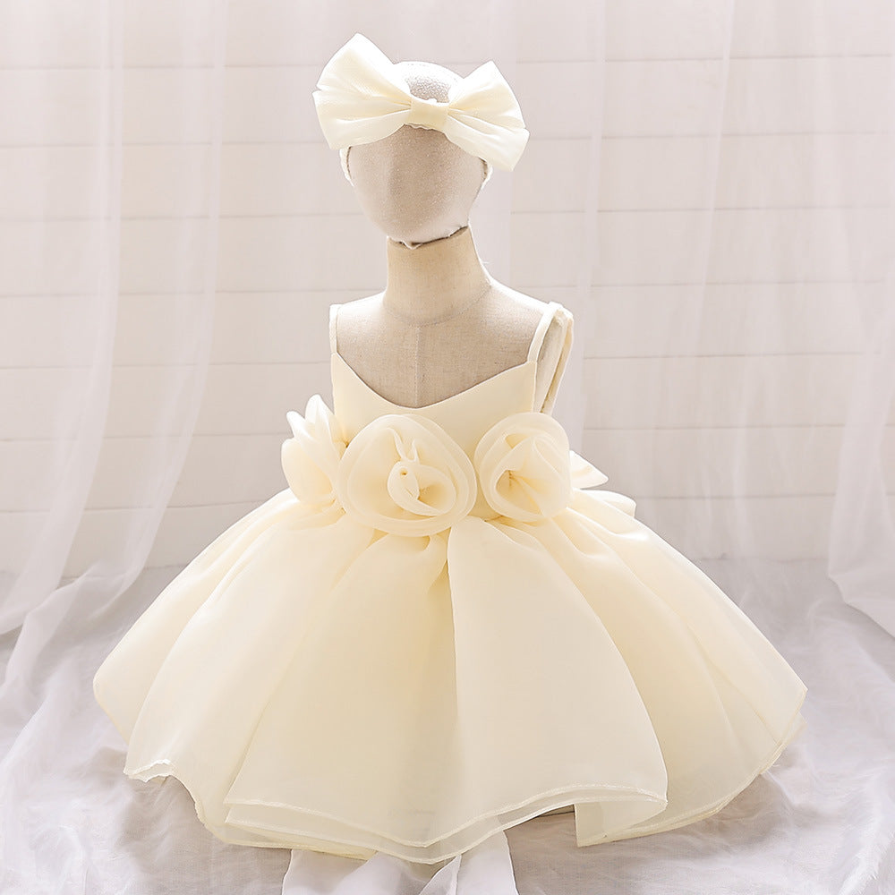 Cute Off-Shoulder Puffy Mesh Baby Ball Gown Dress for Special Occasions