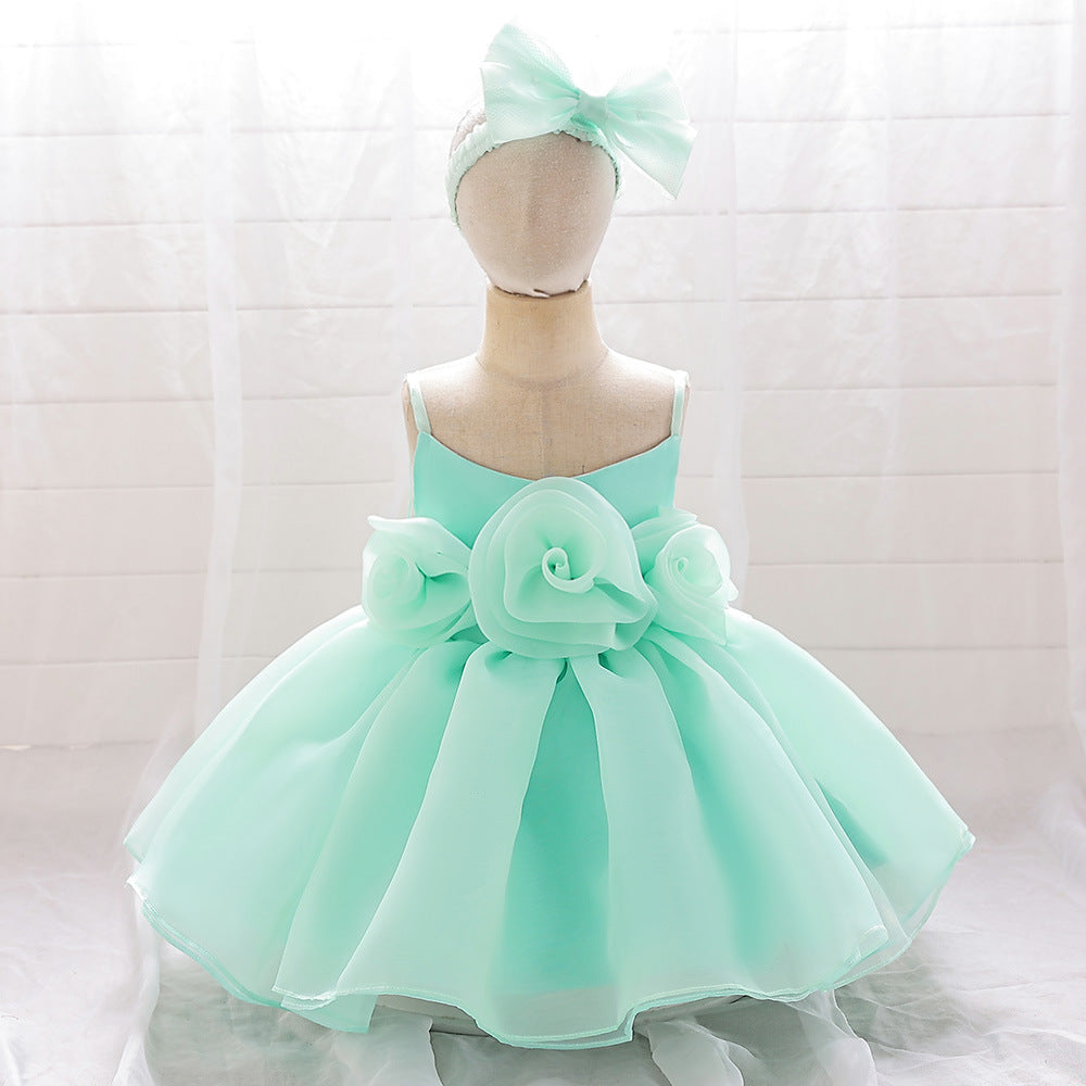 Cute Off-Shoulder Puffy Mesh Baby Ball Gown Dress for Special Occasions