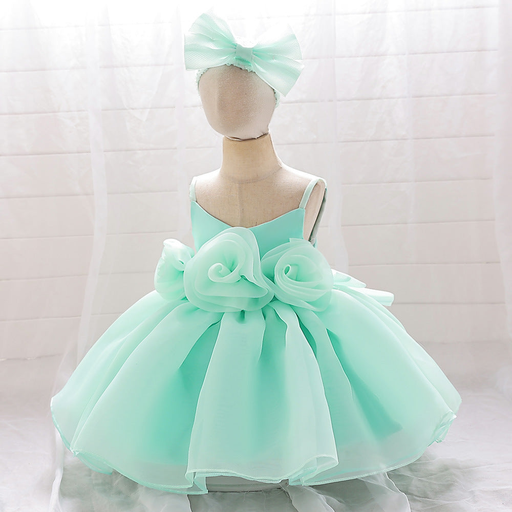 Cute Off-Shoulder Puffy Mesh Baby Ball Gown Dress for Special Occasions