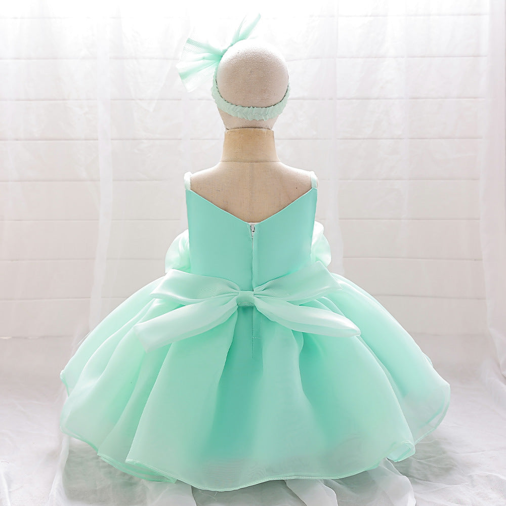 Cute Off-Shoulder Puffy Mesh Baby Ball Gown Dress for Special Occasions