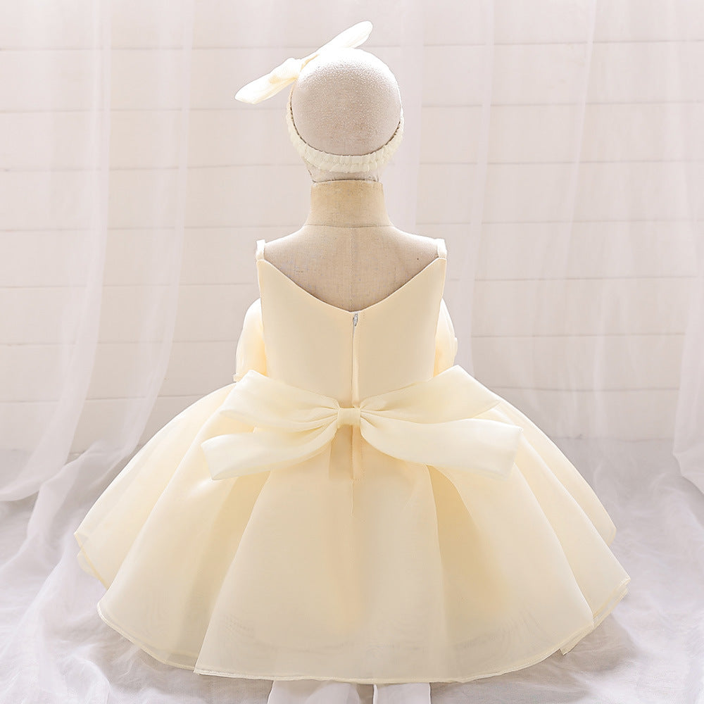 Cute Off-Shoulder Puffy Mesh Baby Ball Gown Dress for Special Occasions