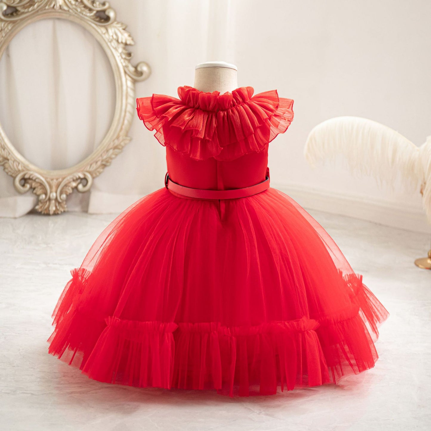 Cute Puffy Mesh Ball Gown Dress for Girls | Tea-Length Princess Dress