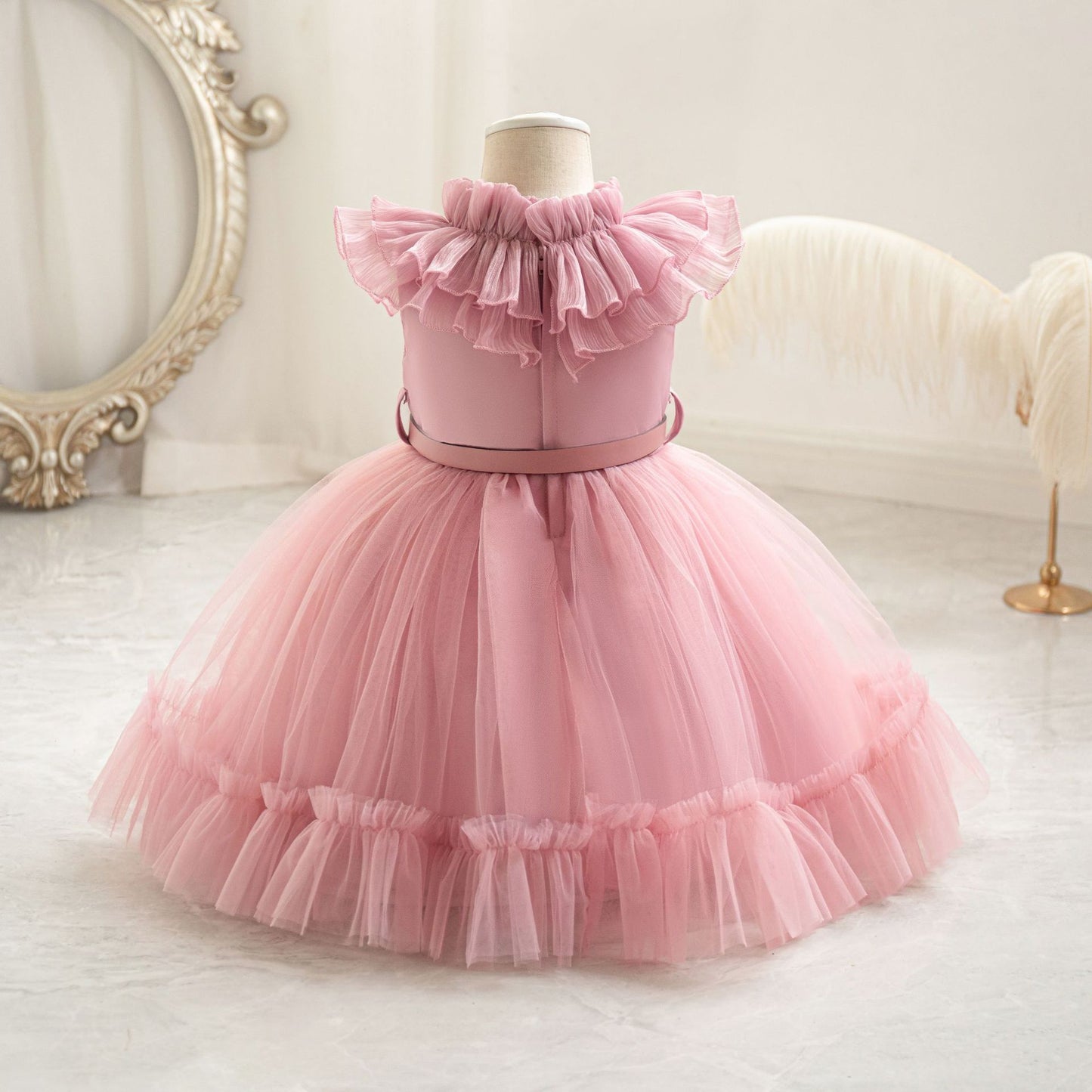 Cute Puffy Mesh Ball Gown Dress for Girls | Tea-Length Princess Dress