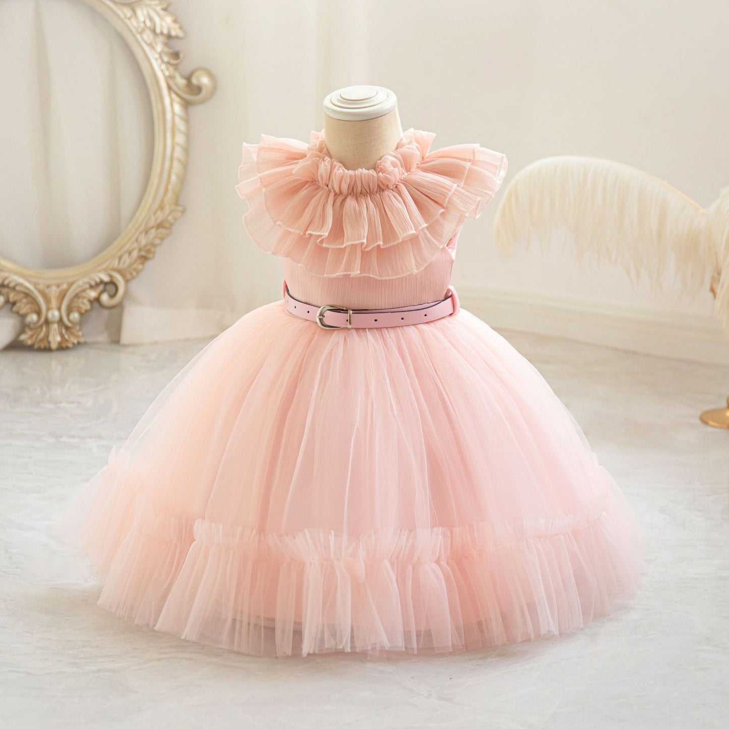 Cute Puffy Mesh Ball Gown Dress for Girls | Tea-Length Princess Dress