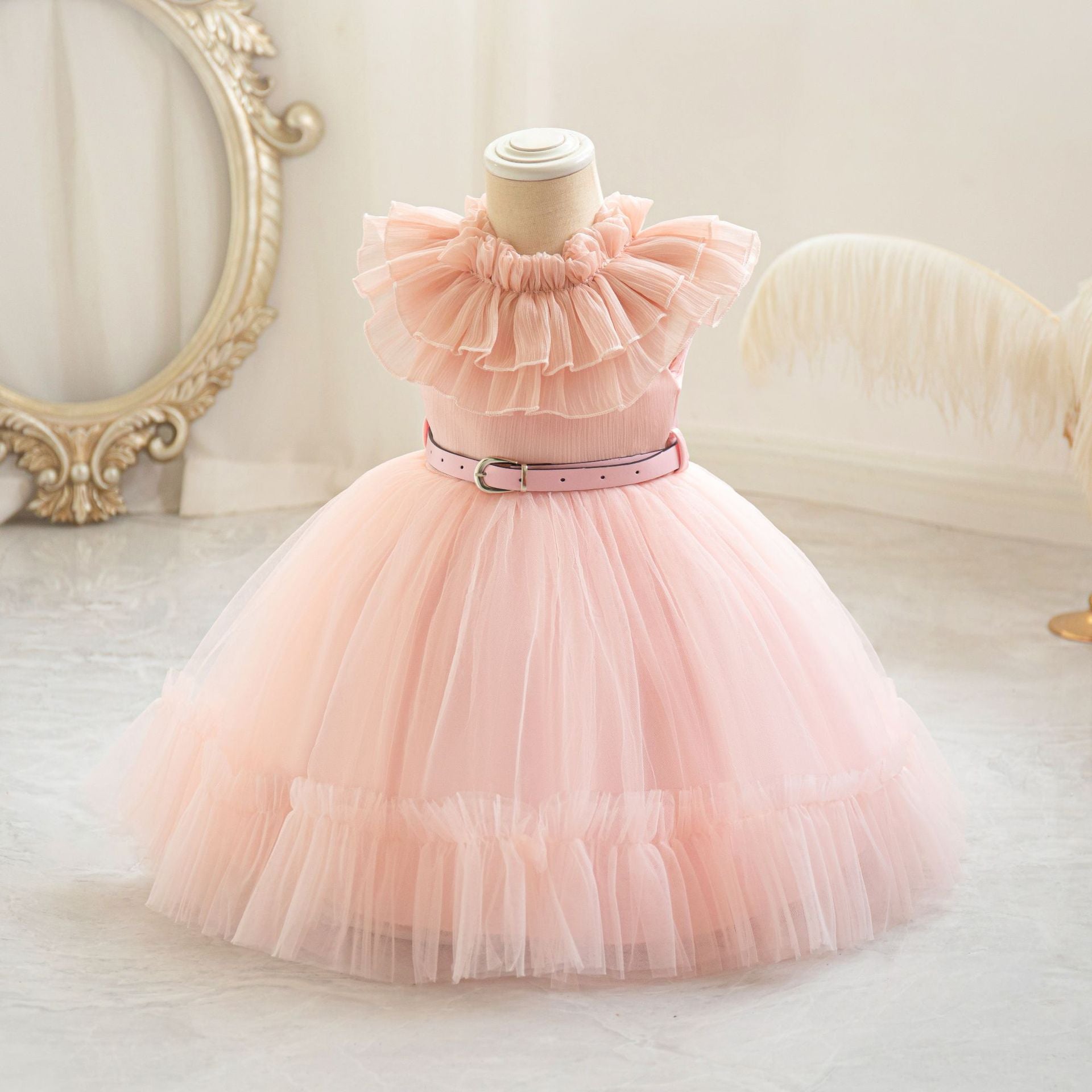 Frocklet Cute Puffy Mesh Ball Gown Dress for Girls | Tea-Length Princess Dress 5