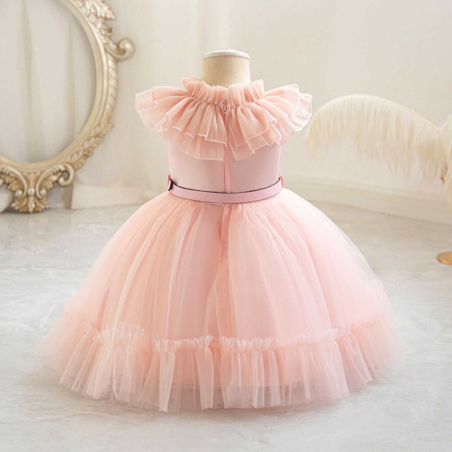 Cute Puffy Mesh Ball Gown Dress for Girls | Tea-Length Princess Dress