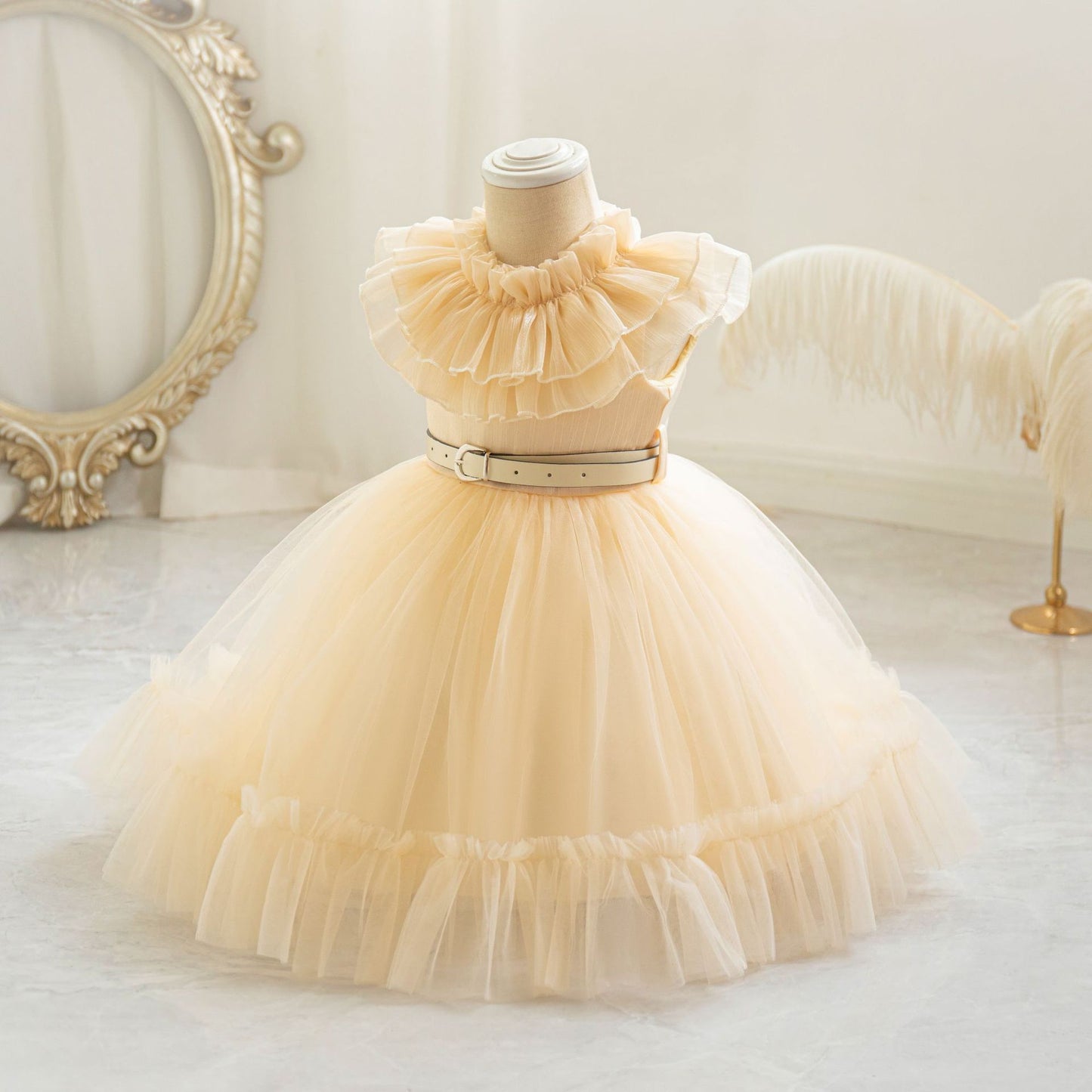 Cute Puffy Mesh Ball Gown Dress for Girls | Tea-Length Princess Dress
