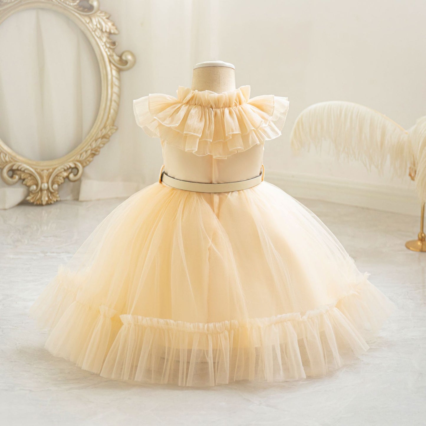 Cute Puffy Mesh Ball Gown Dress for Girls | Tea-Length Princess Dress