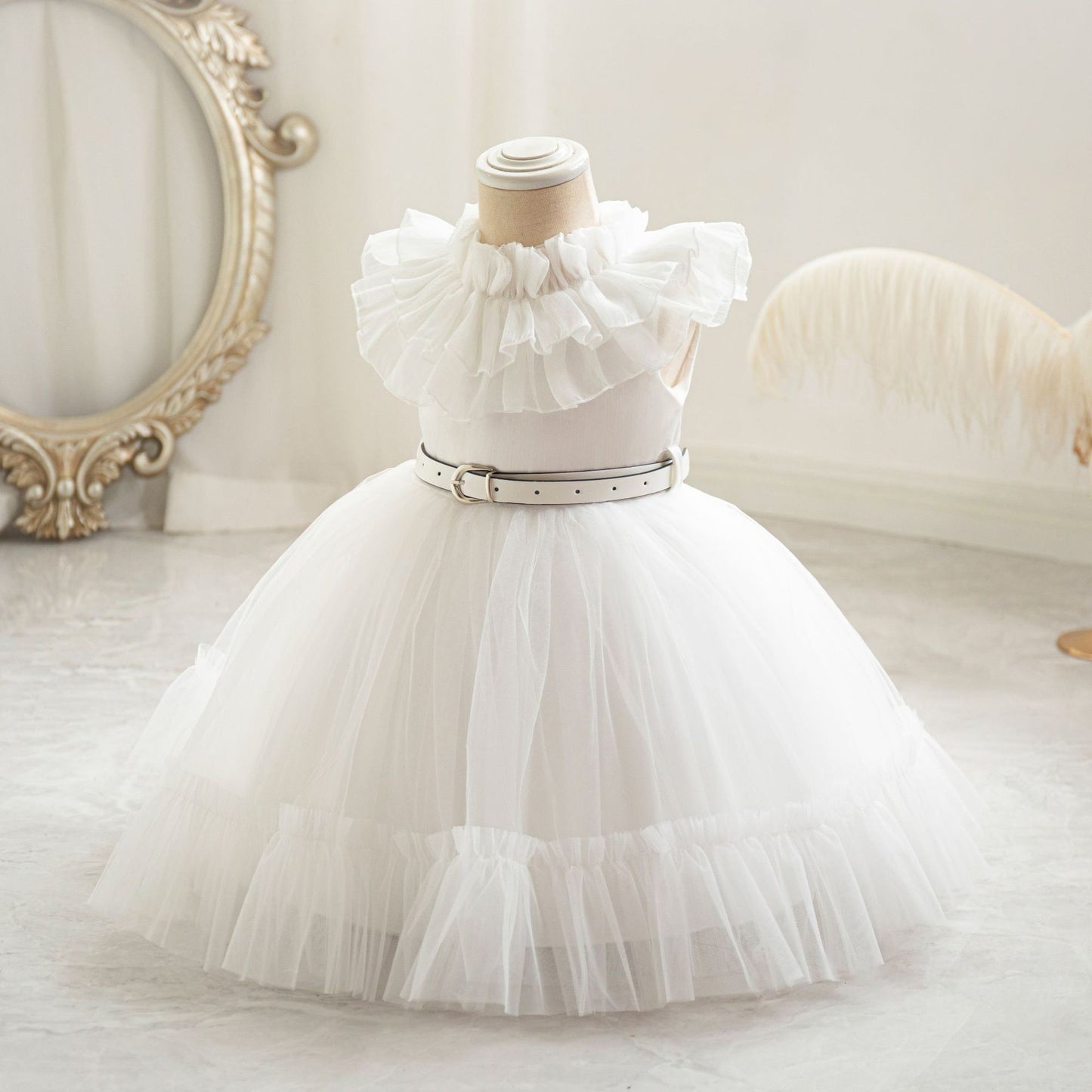 Cute Puffy Mesh Ball Gown Dress for Girls | Tea-Length Princess Dress