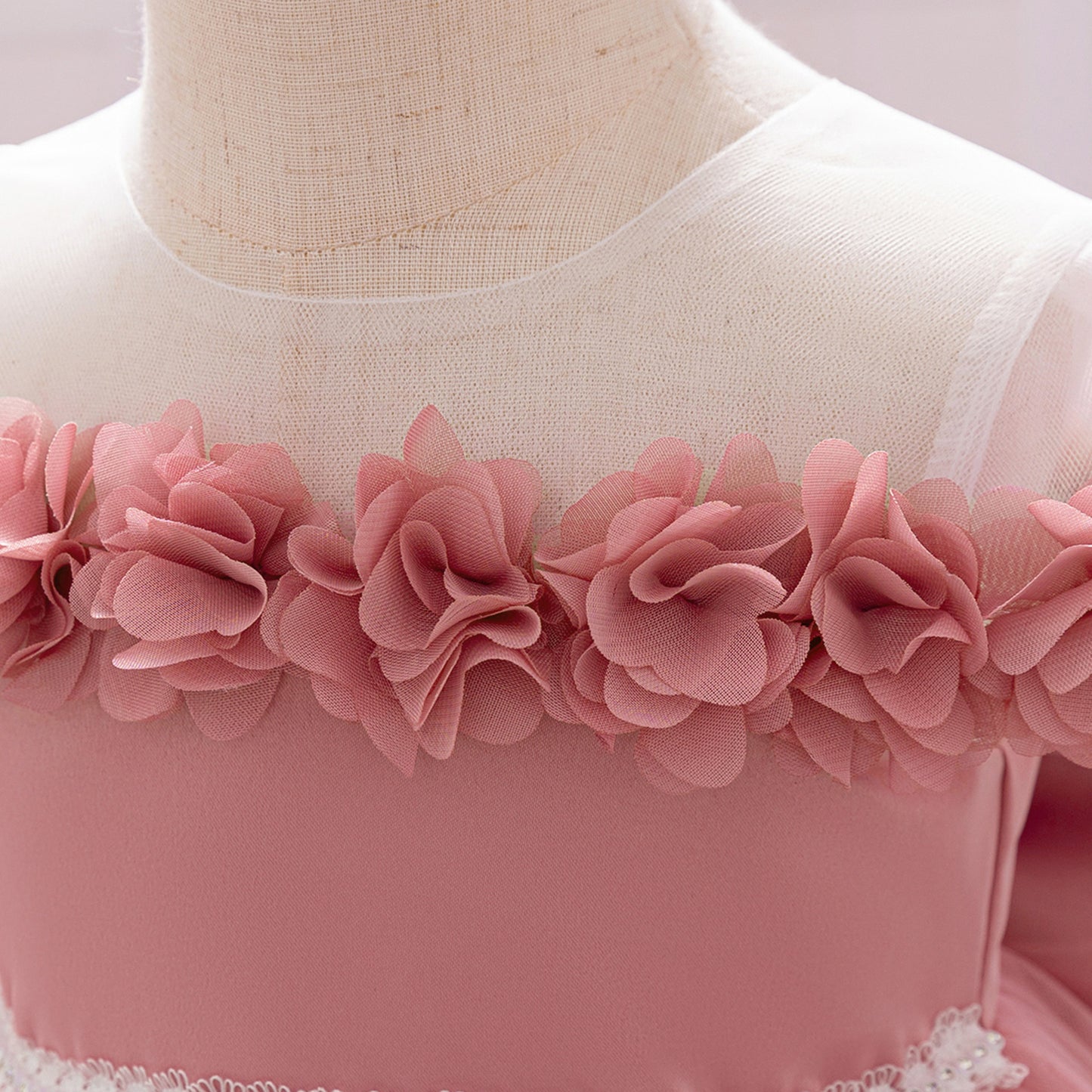 Puffy Off-Shoulder Princess Dress for Girls | High-Low Mesh Flower Girl Gown