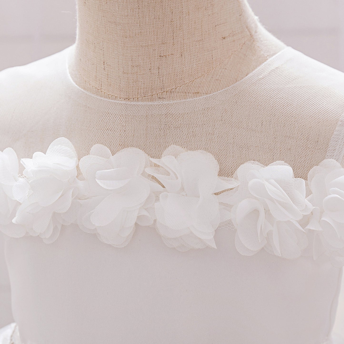 Puffy Off-Shoulder Princess Dress for Girls | High-Low Mesh Flower Girl Gown