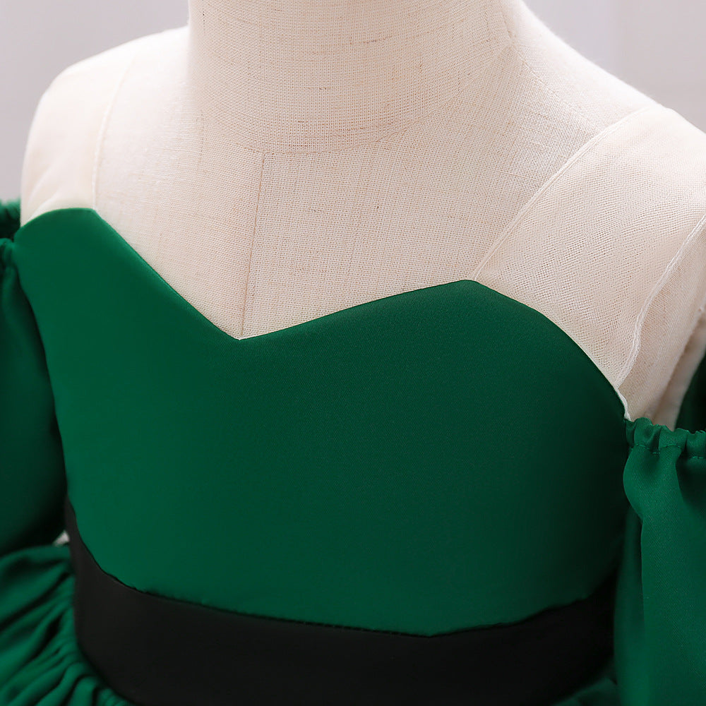 Puffy Off-Shoulder Satin Baby Girl Dress with Ruffles for Parties & Special Events