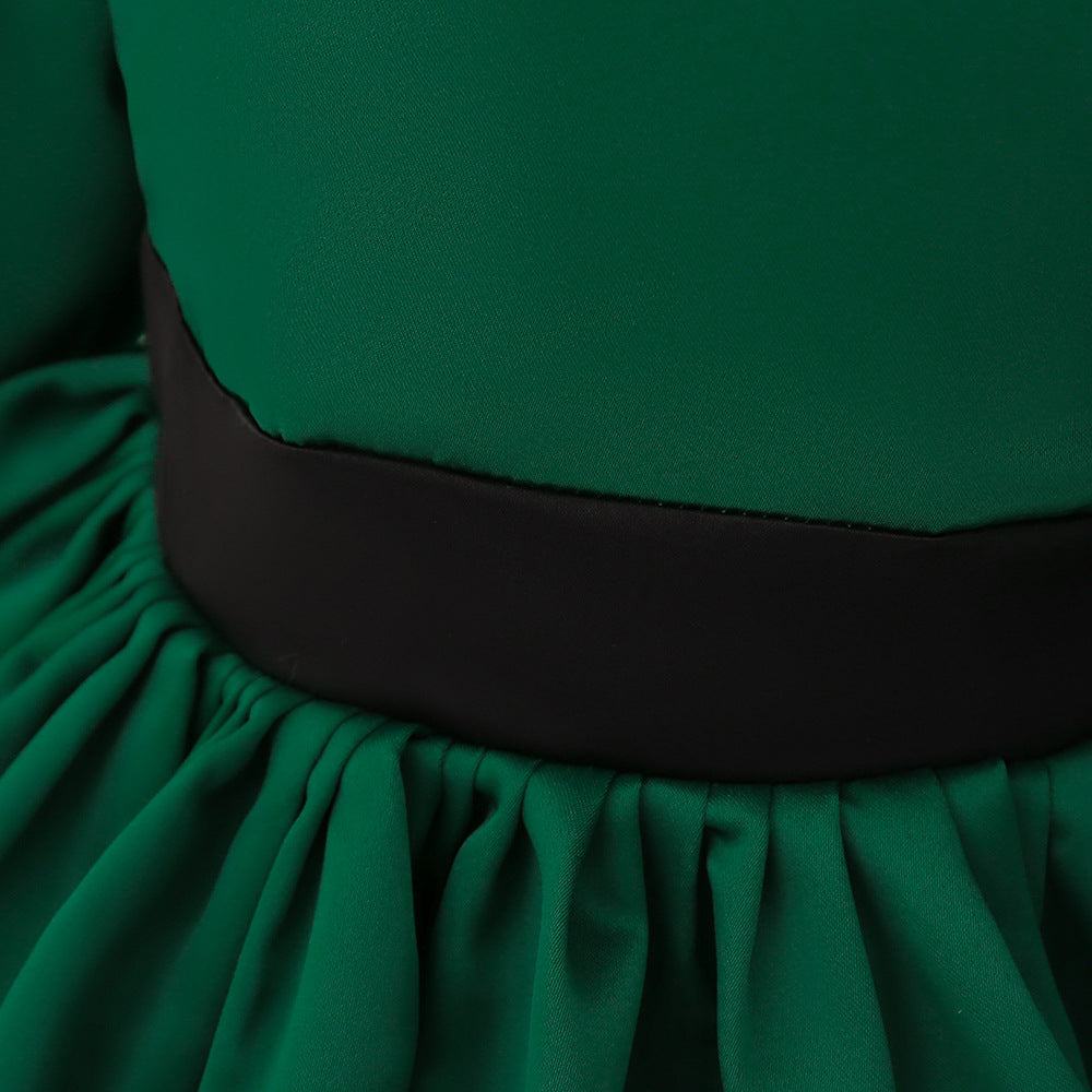 Puffy Off-Shoulder Satin Baby Girl Dress with Ruffles for Parties & Special Events