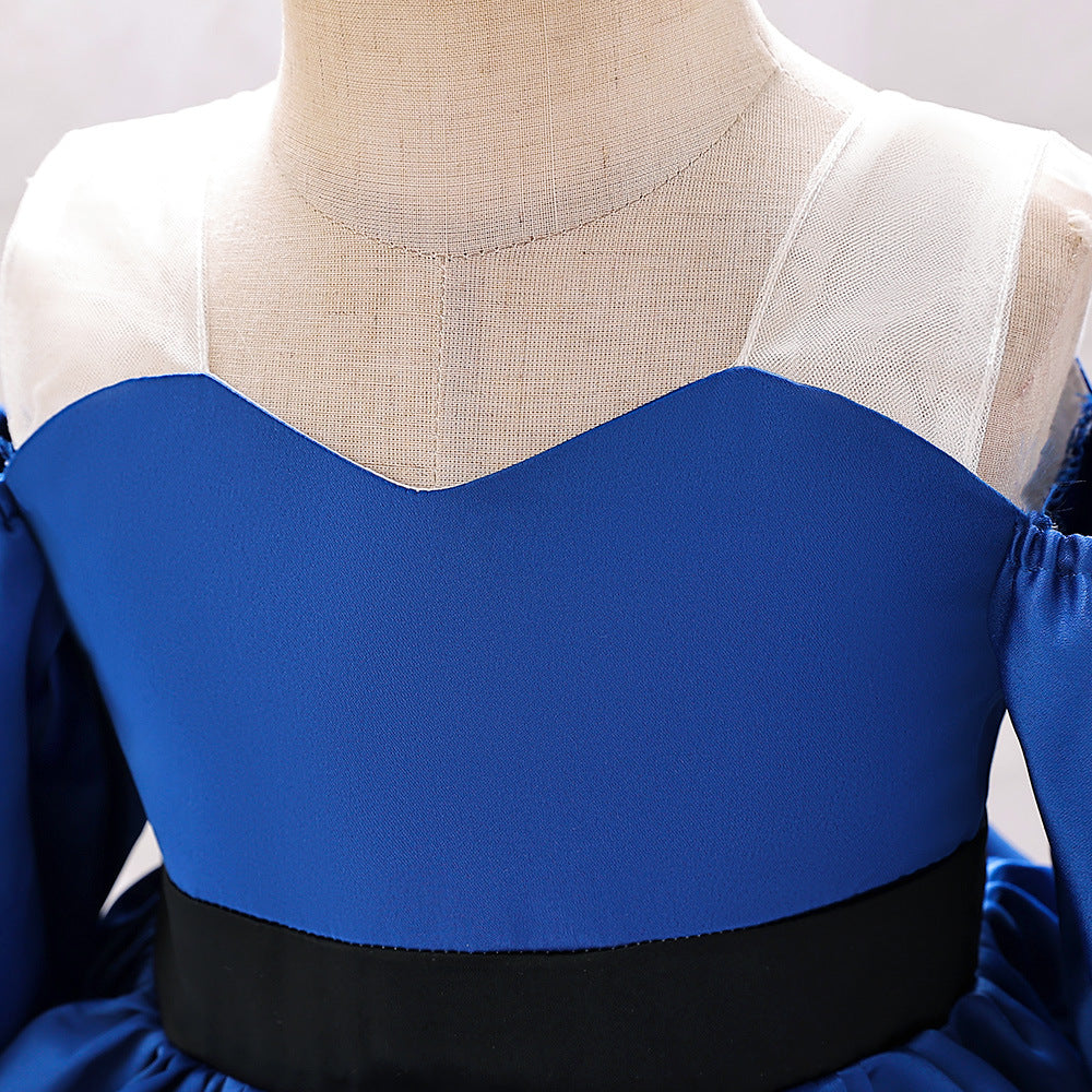 Puffy Off-Shoulder Satin Baby Girl Dress with Ruffles for Parties & Special Events