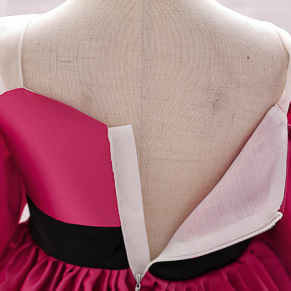 Puffy Off-Shoulder Satin Baby Girl Dress with Ruffles for Parties & Special Events