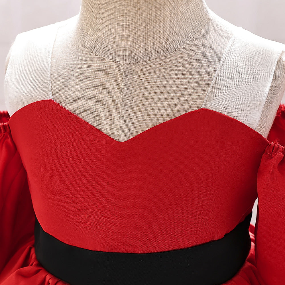 Puffy Off-Shoulder Satin Baby Girl Dress with Ruffles for Parties & Special Events