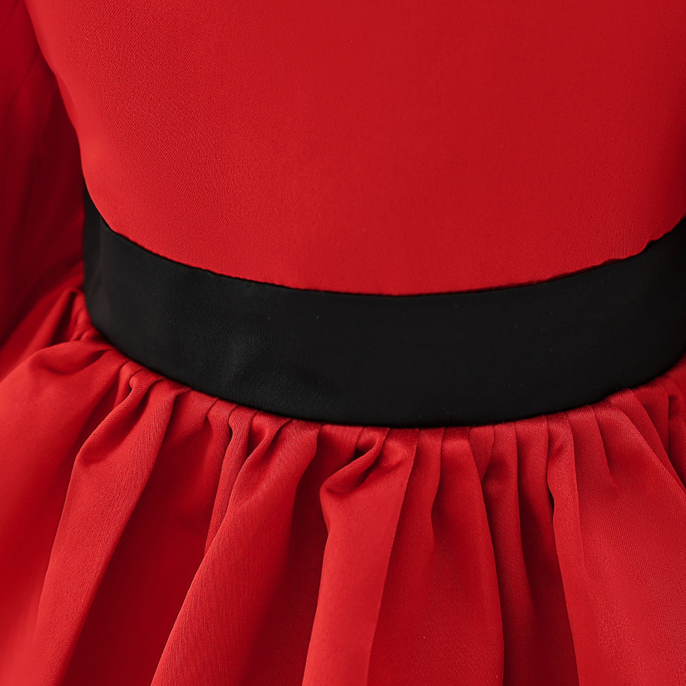 Puffy Off-Shoulder Satin Baby Girl Dress with Ruffles for Parties & Special Events