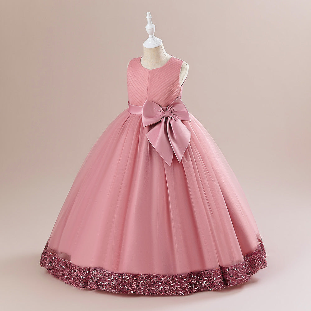 Puffy Ball Gown Dress for Girls Tea Length – Princess Party & Flower Girl Outfit