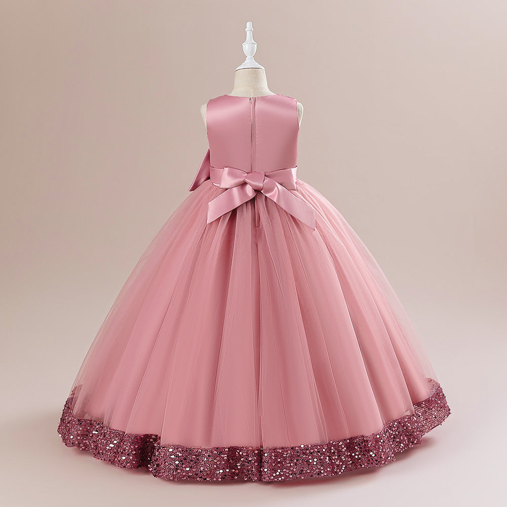 Puffy Ball Gown Dress for Girls Tea Length – Princess Party & Flower Girl Outfit
