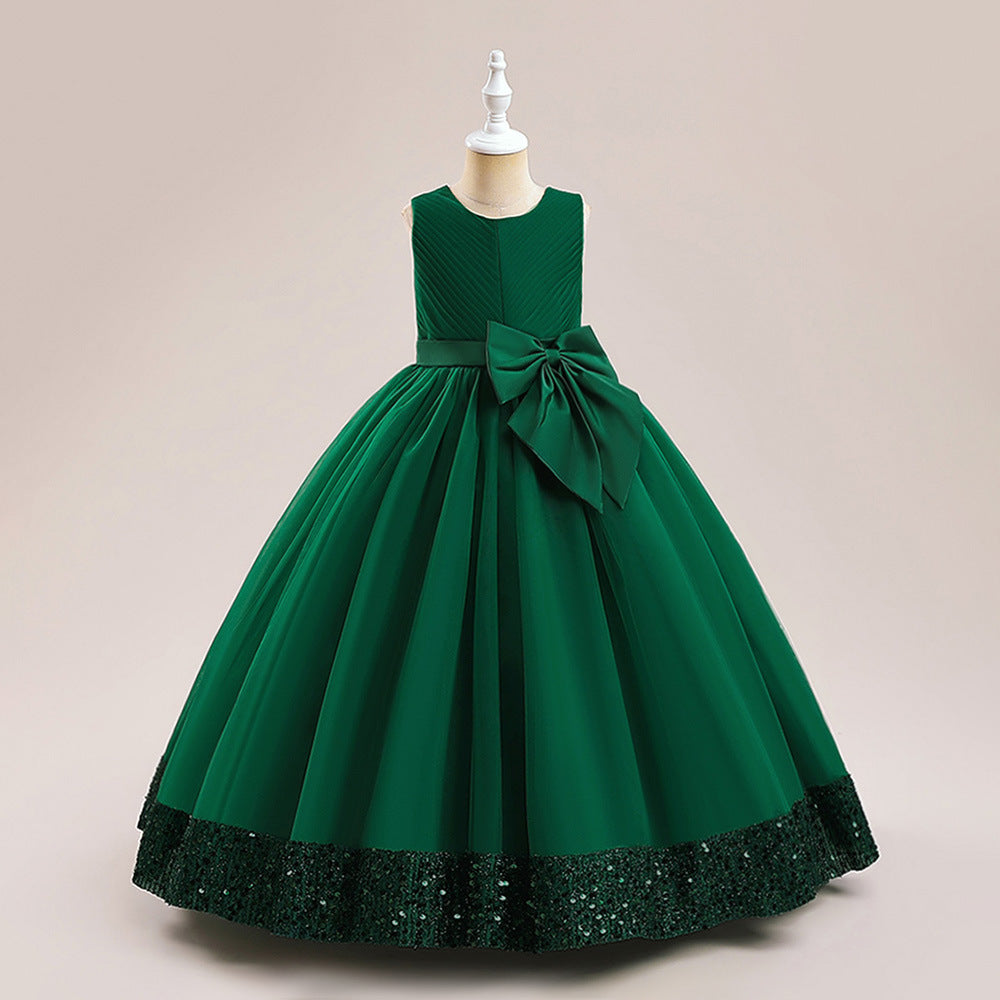 Puffy Ball Gown Dress for Girls Tea Length – Princess Party & Flower Girl Outfit