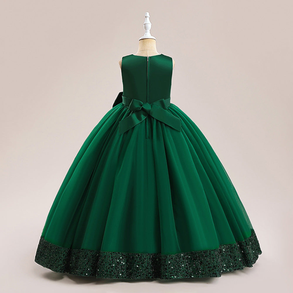 Puffy Ball Gown Dress for Girls Tea Length – Princess Party & Flower Girl Outfit