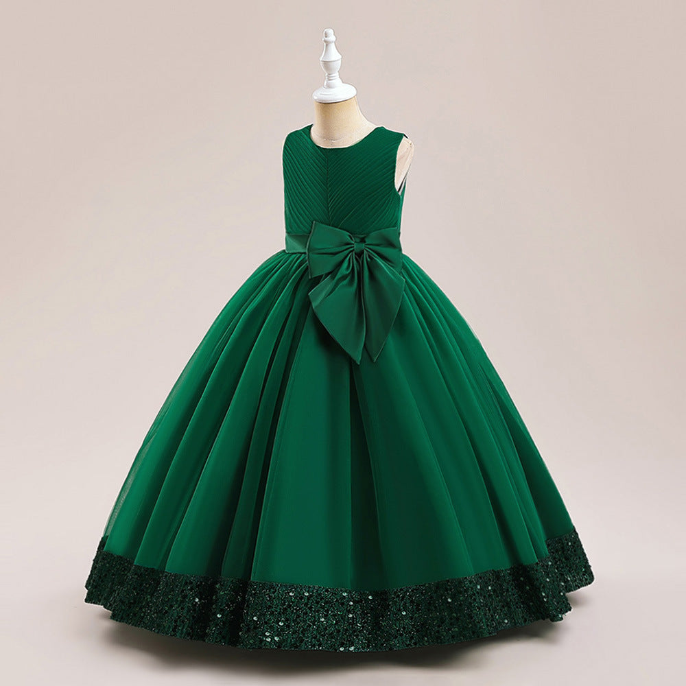 Puffy Ball Gown Dress for Girls Tea Length – Princess Party & Flower Girl Outfit