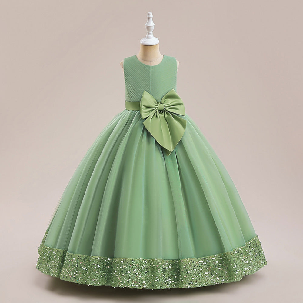 Puffy Ball Gown Dress for Girls Tea Length – Princess Party & Flower Girl Outfit