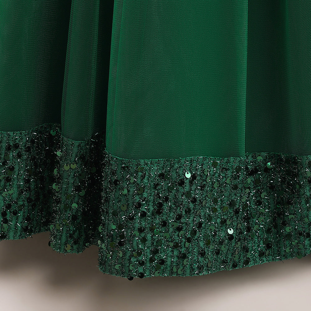 Puffy Ball Gown Dress for Girls Tea Length – Princess Party & Flower Girl Outfit