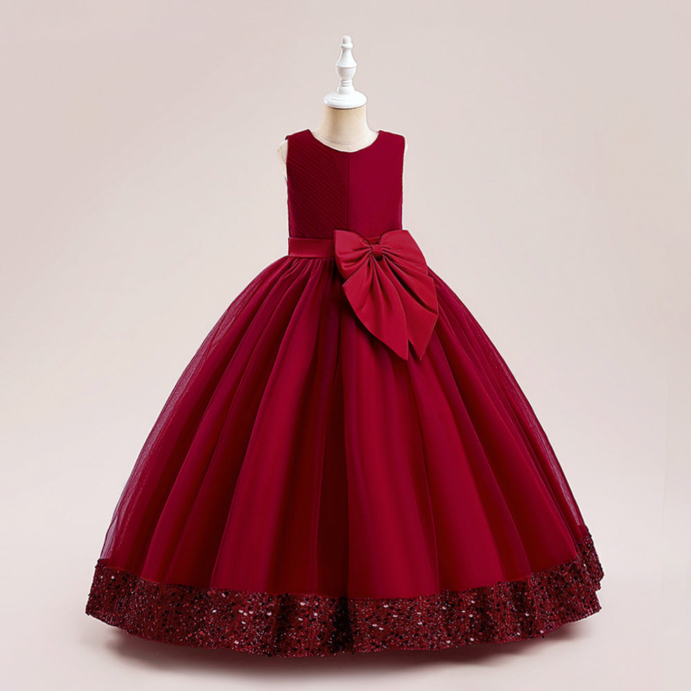 Puffy Ball Gown Dress for Girls Tea Length – Princess Party & Flower Girl Outfit