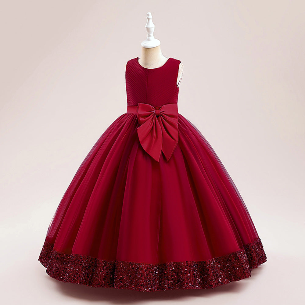 Puffy Ball Gown Dress for Girls Tea Length – Princess Party & Flower Girl Outfit