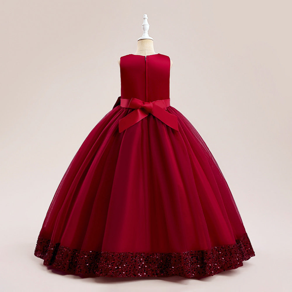 Puffy Ball Gown Dress for Girls Tea Length – Princess Party & Flower Girl Outfit