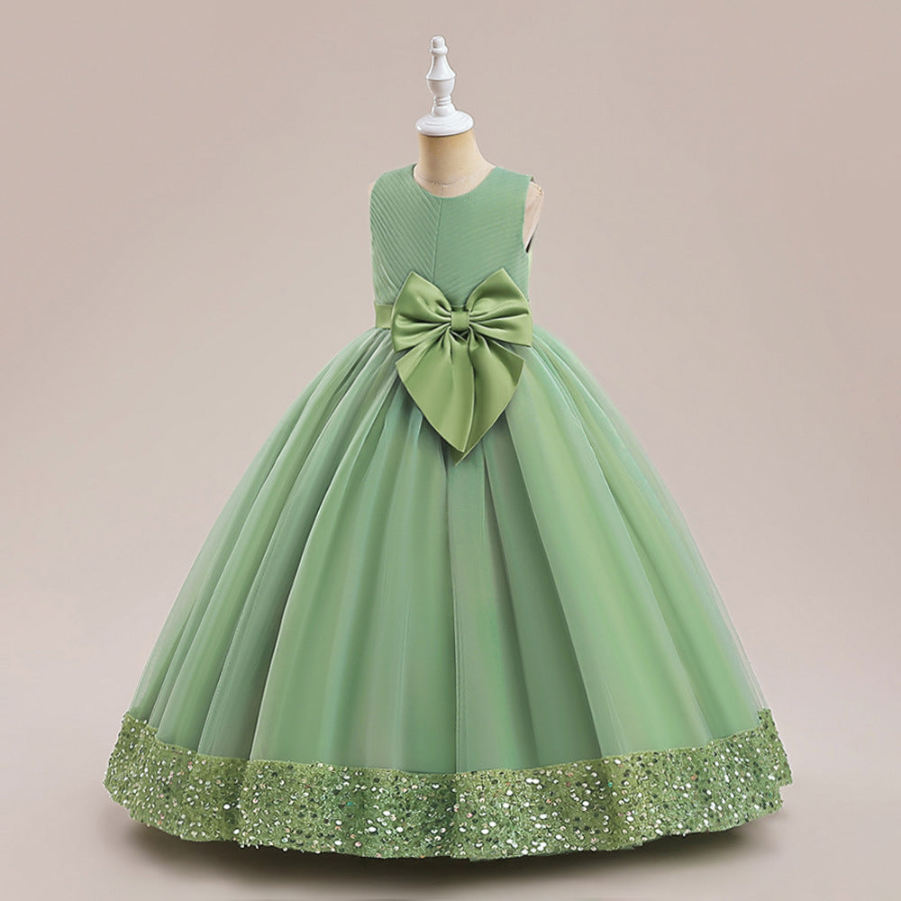 Puffy Ball Gown Dress for Girls Tea Length – Princess Party & Flower Girl Outfit