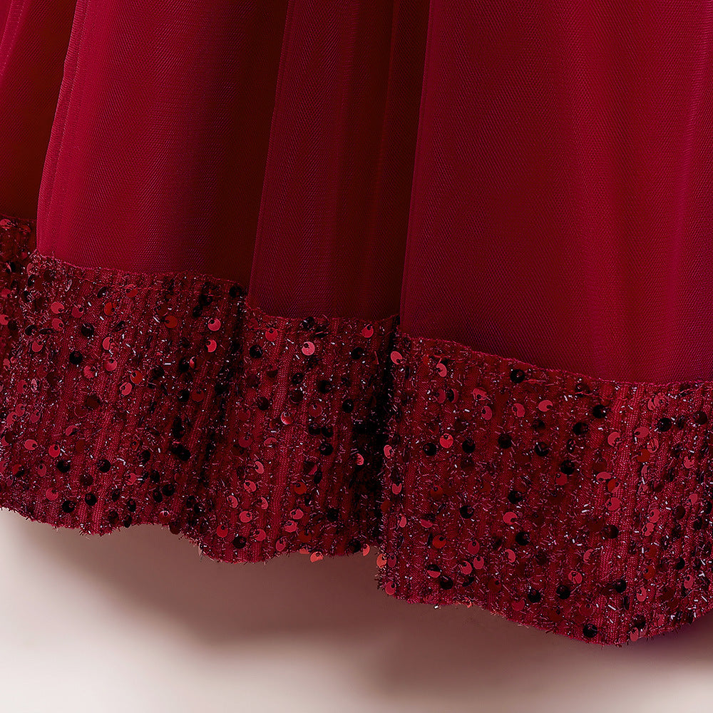 Puffy Ball Gown Dress for Girls Tea Length – Princess Party & Flower Girl Outfit