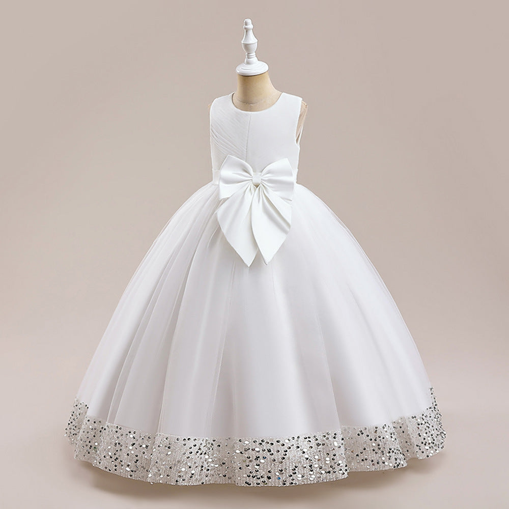 Puffy Ball Gown Dress for Girls Tea Length – Princess Party & Flower Girl Outfit