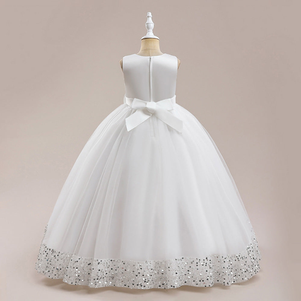 Puffy Ball Gown Dress for Girls Tea Length – Princess Party & Flower Girl Outfit