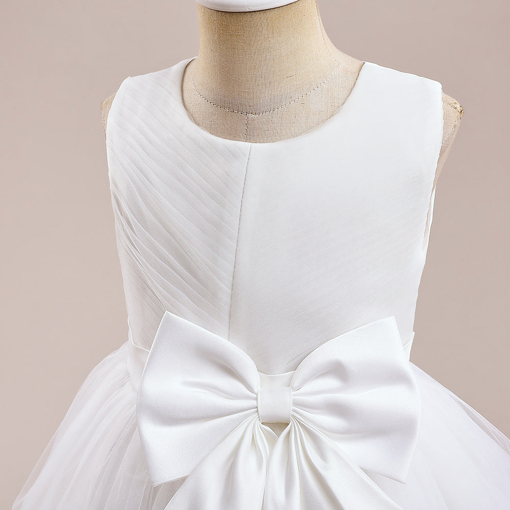 Puffy Ball Gown Dress for Girls Tea Length – Princess Party & Flower Girl Outfit