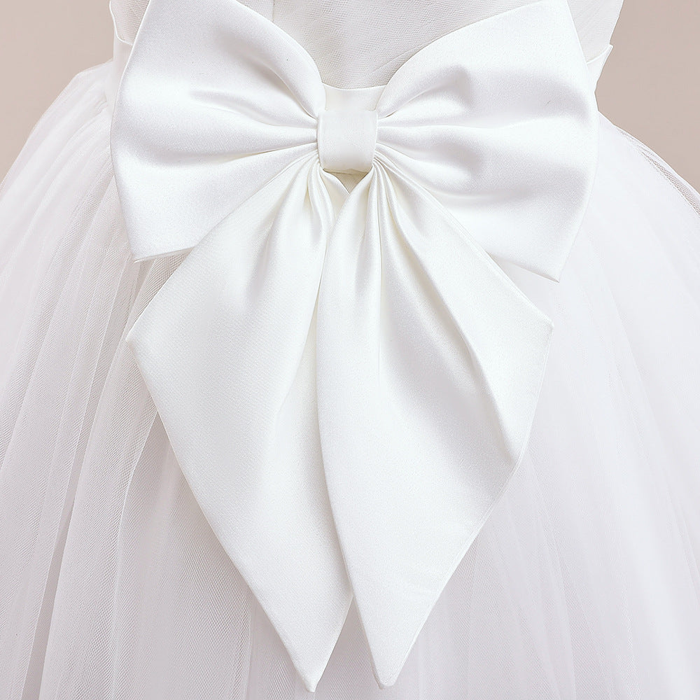 Puffy Ball Gown Dress for Girls Tea Length – Princess Party & Flower Girl Outfit