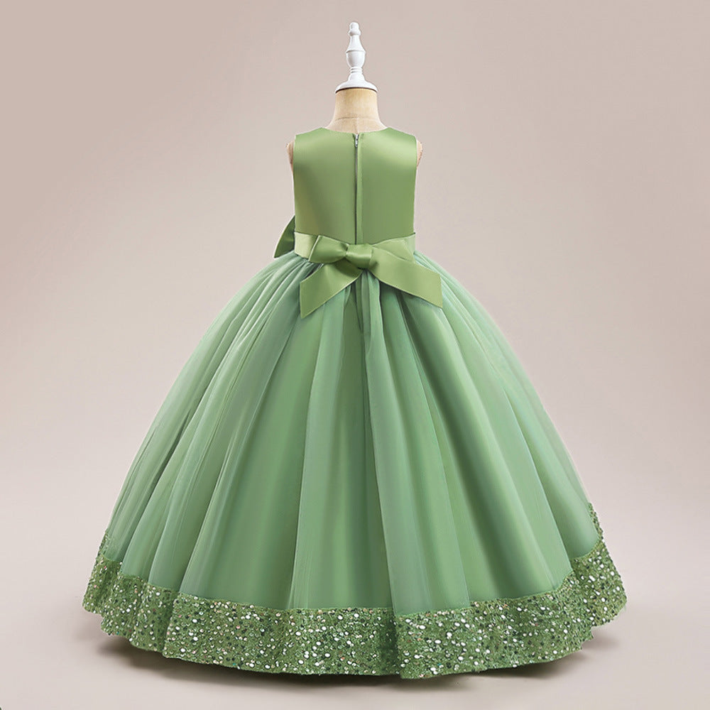 Puffy Ball Gown Dress for Girls Tea Length – Princess Party & Flower Girl Outfit