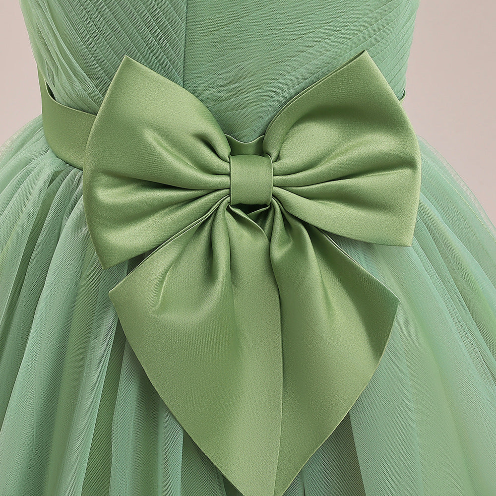 Puffy Ball Gown Dress for Girls Tea Length – Princess Party & Flower Girl Outfit