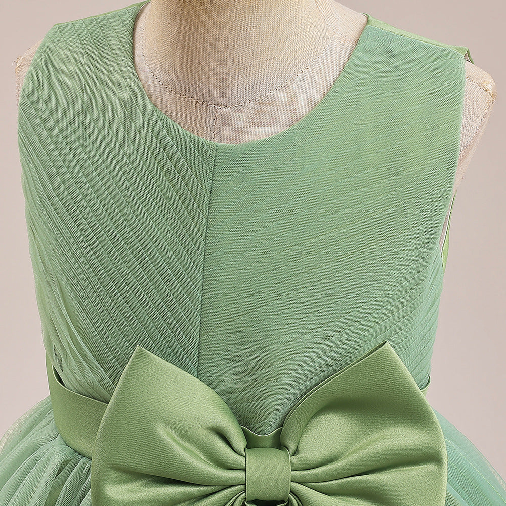 Puffy Ball Gown Dress for Girls Tea Length – Princess Party & Flower Girl Outfit