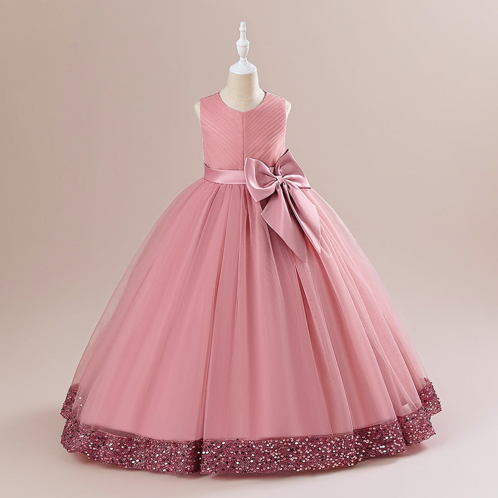 Puffy Ball Gown Dress for Girls Tea Length – Princess Party & Flower Girl Outfit