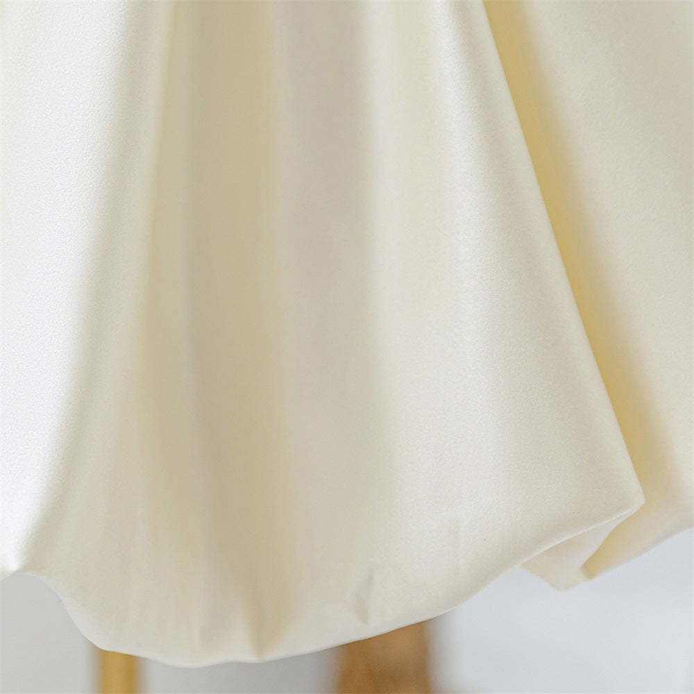 Puffy Bowknot Satin Flower Girl Dress – Princess Ball Gown for Kids