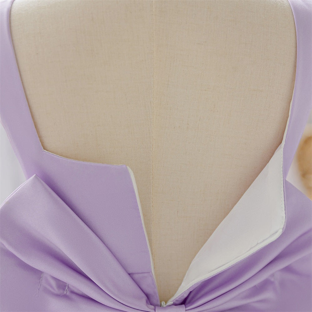 Puffy Bowknot Satin Flower Girl Dress – Princess Ball Gown for Kids